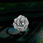 2Ct Round Lab Created Diamond Rose Flower Engagement Ring 14K White Gold Finish