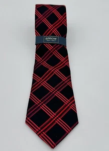 Arrow Silk Men's Necktie Red And Black Plaid Pattern NWT - Picture 1 of 4