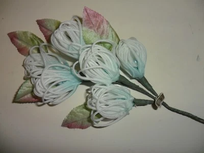 Винтажные петли органзы цветы Aqua синий - Япония - Изображение 1 из 2