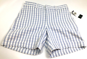 Brand New Sz 4 Lauren Ralph Lauren Women's Shorts Blue & White Textured Gingham