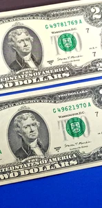 Sequential Circulated Two Dollar Bills Series 2017A ~ #'s "69 & 70" Rare! - Picture 1 of 6