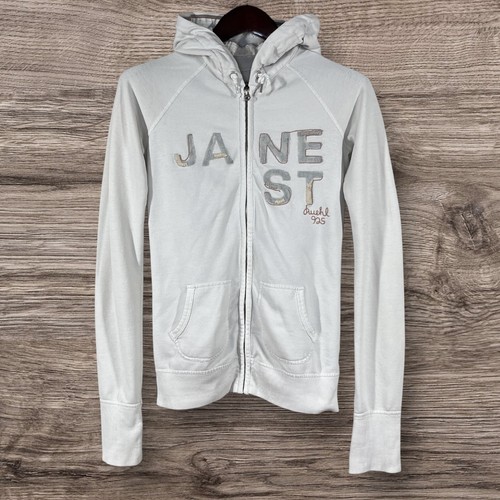 OFF WHITE Felpa con cappuccio Ruehl n. 925 Jane St donna S avorio zip Greenwich NYC Y2K