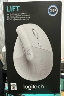 Logitech Lift Vertical Ergonomic Wireless Mouse Bluetooth 4 Button sealed -WHITE - Image 1 of 3