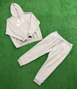 Nike Sportswear Club Fleece Gray Hoodie & Joggers Set Size XL Sweatsuit - Picture 1 of 3