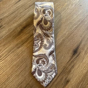 XMI Platinum Tie Designer Necktie Brown/Blue Paisley Silk Made in USA - Picture 1 of 4