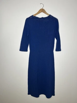 Vestido de crochê vintage feminino malha azul Aline feito à mão todos os dias  - Imagem 1 de 4