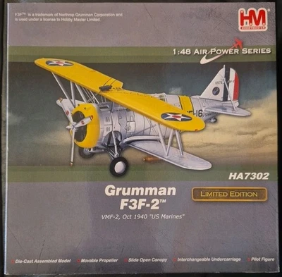 Hobbymaster Air Power Grumman F3F-2 VMF-2, Ict 1940 "US Marines"  HA7302 - Image 1 of 4