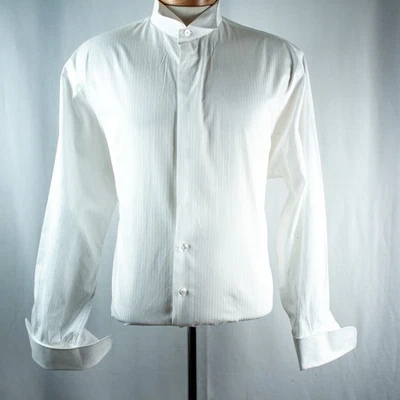 JOHN W. NORDSTROM White Striped Men Formal French Tuxedo Shirt Size 16.5, L - Image 1 of 4