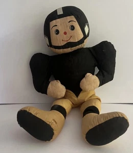"JUGADOR DE FÚTBOL AMERICANO DE TELA DE PELUCHE VINTAGE SUPERIOR TOY NOVETY INC AMARILLO NEGRO 21""" - Imagen 1 de 10