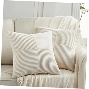  2 Packs Decorative Throw Pillow Covers 16x16 Inch 16" x 16" (Pack of 2) Cream - Picture 1 of 7