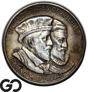 1924 Huguenot Commemorative Half Dollar - Picture 1 of 3