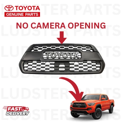 2016-2023 TOYOTA TACOMA TRD PRO GRILLE BLACK W/SILVER GRAY LETTERS GENUINE OEM - Image 1 of 3