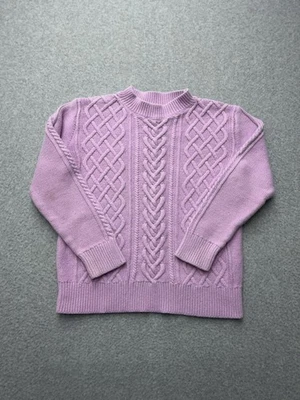 Crewcuts Sweater Youth 12 Purple Cable Knit Crewneck Long Sleeve Girls - Image 1 of 4