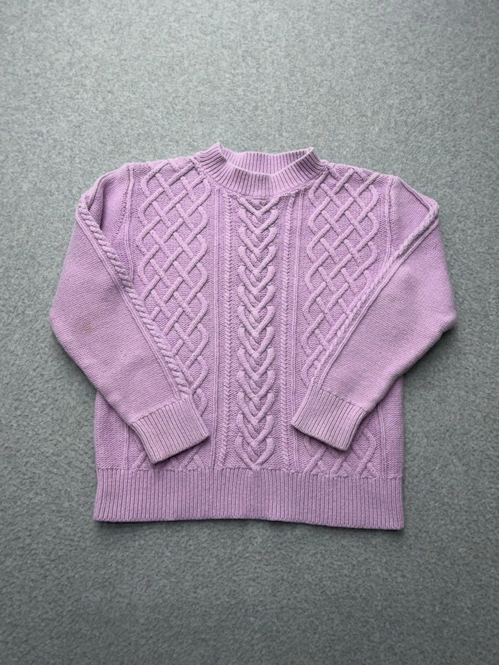 Crewcuts Sweater Youth 12 Purple Cable Knit Crewneck Long Sleeve Girls - Image 1 of 4