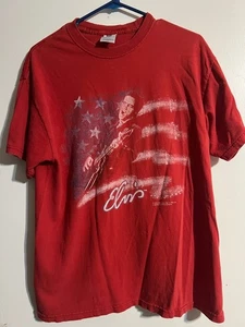 Herren Jerzees Elvis Presley Kurzarm T-Shirt L rot weiß - Bild 1 von 5