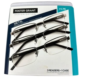 Foster Grant Design Optik Mode Lesebrille 3er Pack +1,75 Rechteckform - Bild 1 von 3