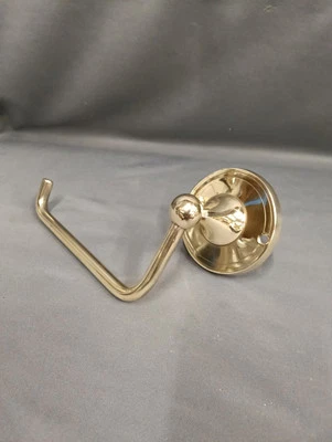  WALL MOUNTED BRASS TOWEL HOLDER BARE POLISHED BRASS RAIL  - Image 1 of 2