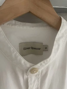 Oliver Spencer Grandad Collar shirt in white. Size 16 Neck. - Picture 1 of 2