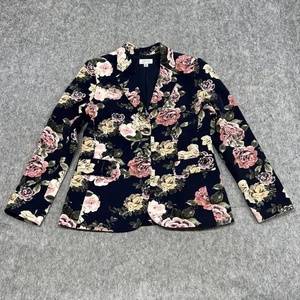 Blazer Tahari Arthur S Levine donna 8 blu navy floreale elasticizzato giacca ufficio chic - Foto 1 di 18