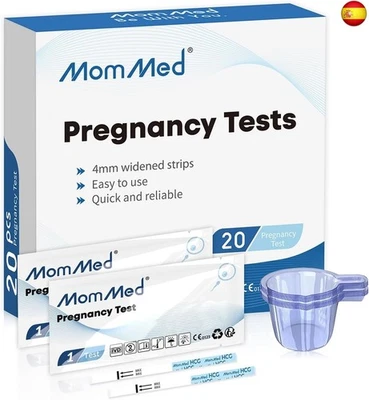 MOMMED Test de Embarazo (HCG20) con 20 Vasos de Orina Gratis, Detección Precoz