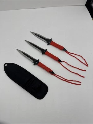 Perfect Point 7.5” Throwing Knife 3 Piece Set Cord Wrapped W/Sheath TK-1846RD - Image 1 of 4