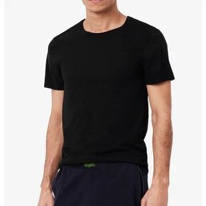 Lacoste Mens Cotton Crew Neck Slim Fit Short Sleeve T-Shirt Black Basic Tee S - Picture 1 of 10