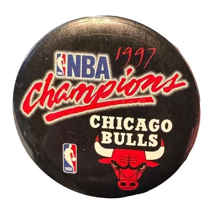 Chicago Bulls 1997 VTG NBA Champions basketball Button pin Michael Jordan Kerr - Image 1 of 4