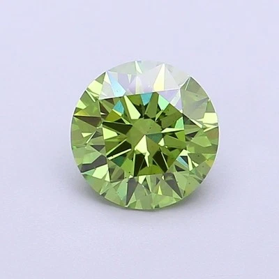 Round 1.11ct Fancy Vivid  Green VS2 IGI CVD  Loose Lab Grown Diamond - Image 1 of 3