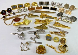 ANTIQUE/VINTAGE CUFF LINKS/TIE BARS & PINS LOT OF 45 - Picture 1 of 11