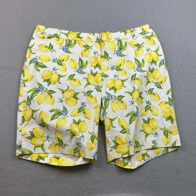 Talbots Shorts Womens 20W Yellow Lemons AOP Flat Front Perfect Short Chino - Image 1 of 4
