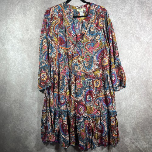 VETEMENTS Camille & Co. Abito donna XL multicolore paisley a strati maniche a campana boho hippie