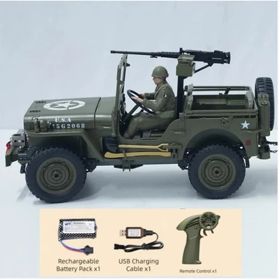 RC Car 1:10 Military RC Truck Jeep 2.4G 4WD Remote Control Car Vehicle Model Toy - Image 1 of 4