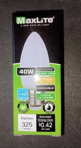 MAXLITE FROSTED 3.5W/40W LED B10 DIMMABLE BULBS SOFT WHITE 2700k. Box of 100. - Picture 1 of 7