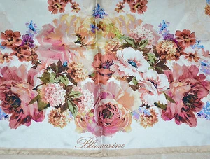 NWT $290 BLUMARINE Rose Blush Print Twill Silk Foulard Scarf 35 Made in Italy - Picture 1 of 6