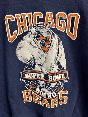 Vintage Chicago Bears Sweatshirt NFL Crewneck Puff Print Sz Large Made In USA - Image 1 of 4