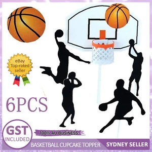 6PCS Basketball Cake Topper Happy Birthday Slam Dunk Basketball Cupcake TopperAU - Picture 1 of 7