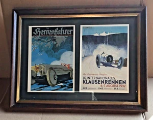 Vintage Rennbild Das Bergrennen Europas & Der Serrenfahrer Karten in 1 Rahmen - Bild 1 von 4
