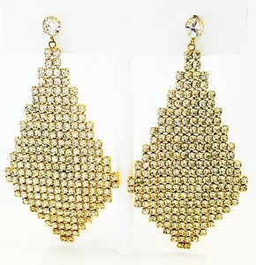 OHRRING aus Swarovski Kristall Hängelstein Tropfen Hochzeit Braut schick Gold 01 - Bild 1 von 2
