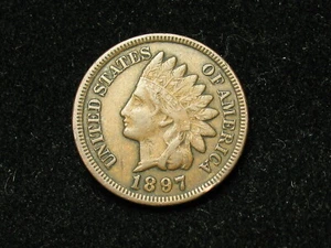 JUST IN! VF+ 1897 INDIAN HEAD CENT PENNY w/PARTIAL LIBERTY & SOME DIAMONDS #51s - Picture 1 of 2