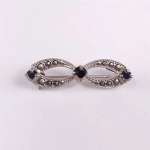 Broche prendedor vintage lazo de marcasita placa de plata infinita con joyería para mujer de Alemania - Imagen 1 de 3