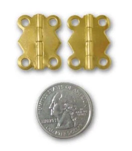 Pair (2) Brass Decorative Small Box Hinges 24X19mm - Picture 1 of 1