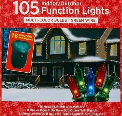 16 Function Motion Lights String Christmas 105 Multicolor 31' w/Memory Outdoor - Image 1 of 2