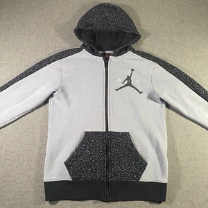 Jordan Jacket Boys Large Grey Air Speckle Full ZIp Hoodie Colorblock Fleece - Picture 1 of 7
