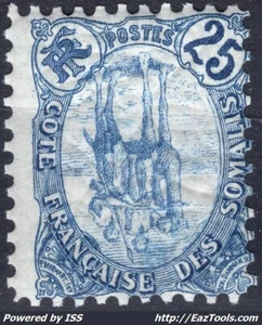 COTE DES SOMALIS N°44a CENTRE RENVERSÉ NEUF ** SANS CHARNIERE - Picture 1 of 2