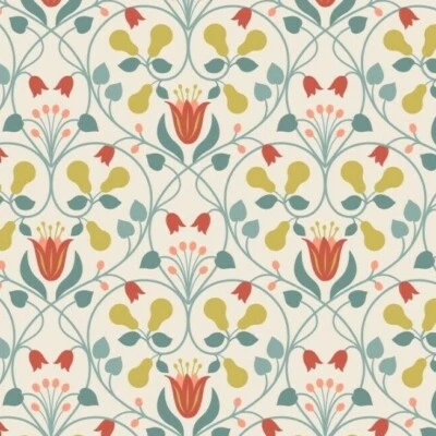 Lewis & Irene - 'Wintertide' Floral Scroll Gold on Cream