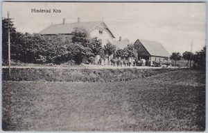 Hindevad Inn, Horses Carts Rural Scene, Aarup Denmark Postcard - Picture 1 of 2