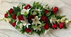 Navidad Artificial Seda Funeral Flor Ataúd Spray Ataúd Memorial Ataúd Topper - Imagen 1 de 8