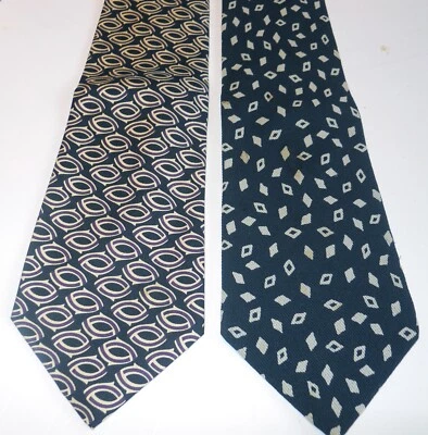 LOTE-(2) POLO VINTAGE RALPH LAUREN PARA HOMBRE 100% CORBATAS SEDA/ELEGANTE GEOMÉTRICO Foto 1 de 4