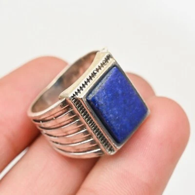 Lapis Lazuli Ring Solid 925 Sterling Silver Statement Men's Ring, All Size M188 - Image 1 of 4