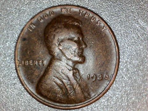 1936 Wheat Penny Die CUD DIE BREAK ERROR ID:T75240 Cover